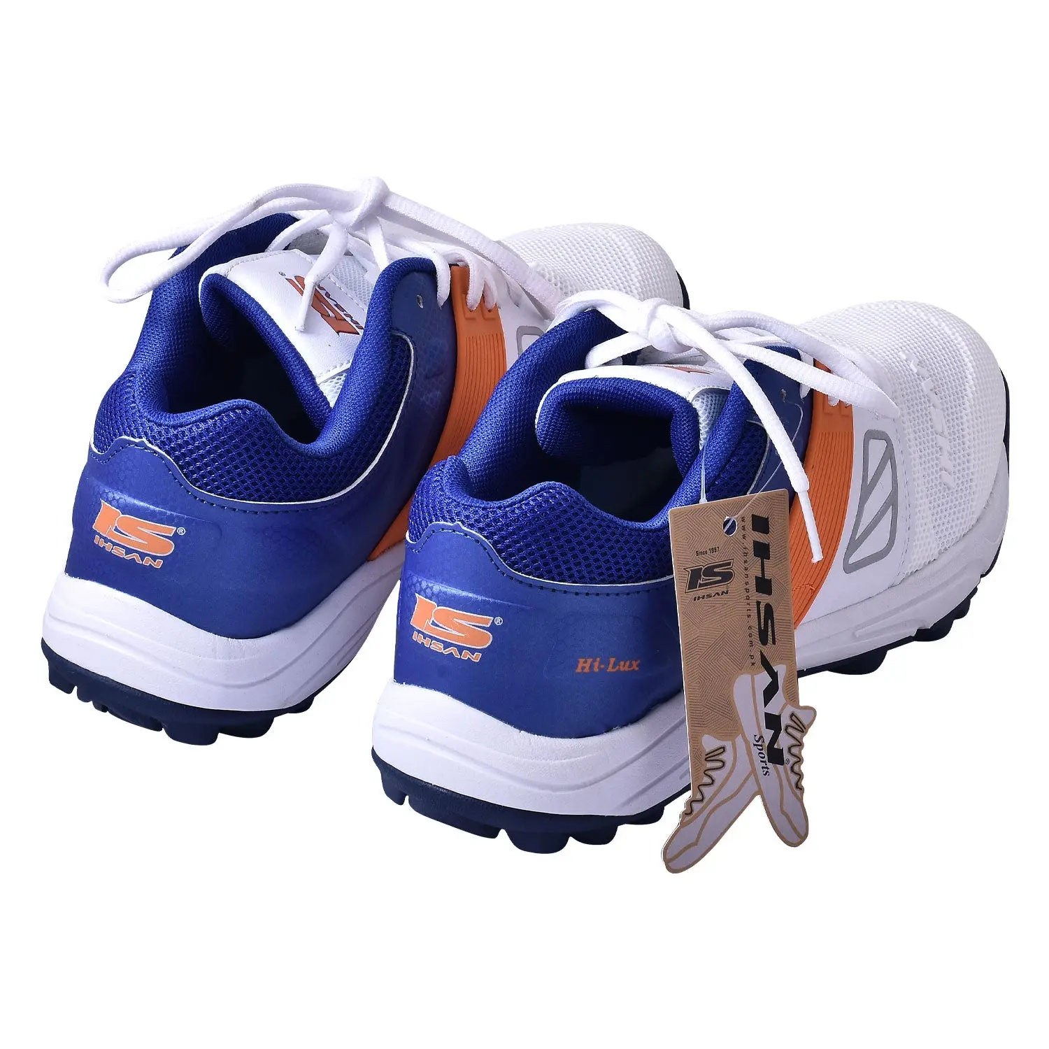 Ihsan Hi Lux Cricket Shoes  Blue/Orange - Image 2